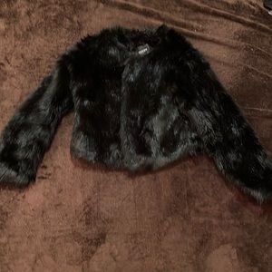 Black waist length fluffy Fashion Nova jacket. Size large